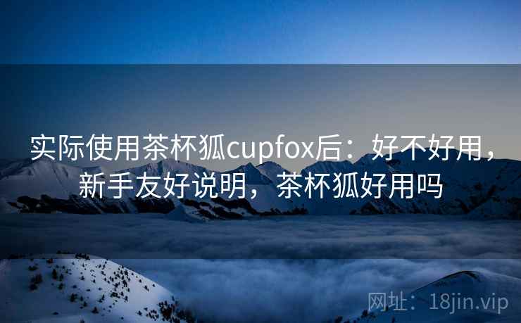实际使用茶杯狐cupfox后：好不好用，新手友好说明，茶杯狐好用吗
